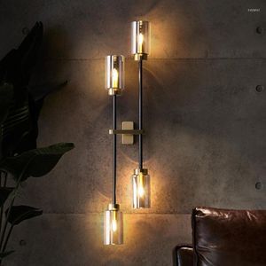 Wall Lamps Modern Copper Gray Glass Lamp Nordic Designer Bedroom Bedside Interior Light Fixture Living Room Stairs Aisle Sconce