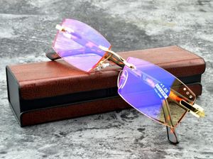 Мужские солнцезащитные очки, роскошные очки для чтения Royal Ministrys с бриллиантами без оправы 0,75 1 1,5 1,75 2 2,25 2,5 2,75 3 3,5 4 С ЧЕХОЛОМ