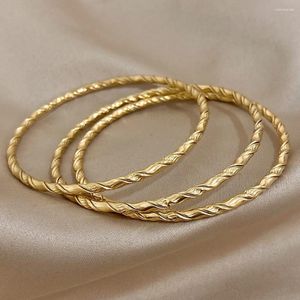 Braccialetto DODOHAO DELL'ACCIAIO Inossidabile 316L 3 Pz/lotto Semplice Stratificato Torsione Del Polsino Braccialetti Aperti Braccialetti Dichiarazione Impermeabile Regalo Dei Monili