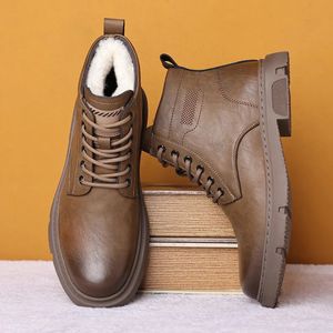 Boots Men's Work Boots for Winter Designer Warm Wool Snow Boots Male Fashion Casual Solid Color Platform Cotton Shoes Man 231108
