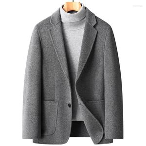 Ternos masculinos de lã outono de inverno de inverno masculino casaco de lã de lã de lã de alta qualidade