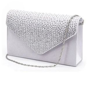 Abendtaschen Damen Satin Clutches Kristall Bling Handtaschen Hochzeit Party Geldbörse Umschlag Mode Damen Geldbörse Clutch Bag 231108