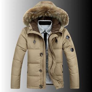 Piumino da uomo Piumino invernale da uomo spesso caldo bianco anatra Piumino invernale grande collo in vera pelliccia Parka caldo maschile Autunno casual impermeabile piumino capispalla 231109