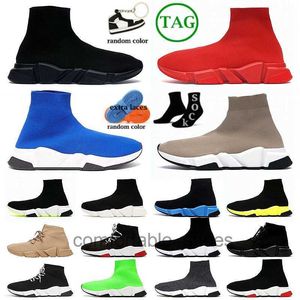 Scarpe calzino originali Uomo Donna Speed ​​Trainer Beige Triple Nero Graffiti Bianco Blu Rosso Suola trasparente Volt Sneakers da corsa beige con lacci