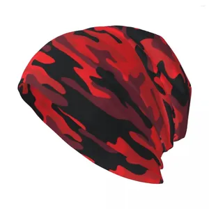 Baskenmützen, militärisch, rot, Camouflage, Skullies, Mützen, Mütze, Camo-Textur, Sommer, Unisex, Outdoor-Kappen, warm, thermisch, elastisch, gestrickt