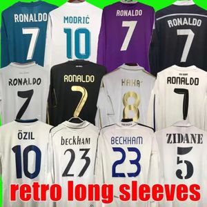 Real Retro Madrids 축구 유니폼 긴 소매 축구 셔츠 Guti Ramos Seedorf Carlos 10 11 12 13 14 15 16 17 Ronaldo Zidane Raul 01 02 03 04 05 06 07 Finals Kaka
