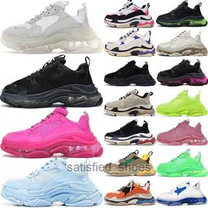 2023 Triple s Men Designer Casual Shoes Platform Sneakers Women Clear Sole Black White Grey Green Red Pink Blue Royal Neon Mens Trainers Tennis