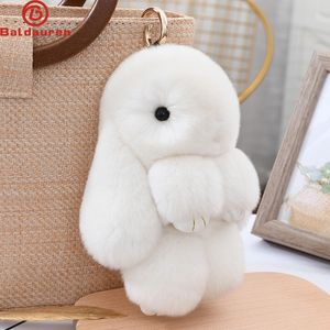 Keychains Lanyards Three Model Size 100% Natural Rex Rabbit Fur Cute Fluffy Bunny Keychain Real Fur Key Chains Bag Toys Doll Lovely Keyring Pendant 230408