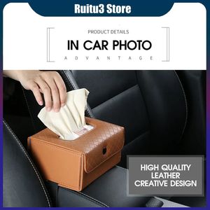 Tissue Boxes Napkins High Grade Leather Foldable Car Box Fixable Armrest Sun Visor Seat Back Napkin Child Convenience 231108