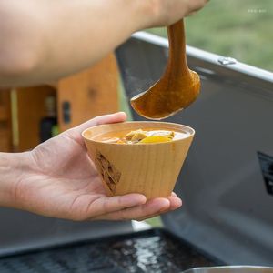 Skålar naturhike träskål för köksredskap trä mat sallad hem middagen efterrätt frukt blandar ris ramen