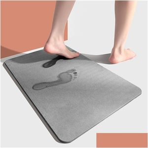 Tapetes de banho Anti-Slip Diatomite Mat 300x400mm Secagem rápida Tapete de toalete Seco rápido Wc Pebble Stone Pé Tapete no banheiro Set Drop Deli Dhf8u