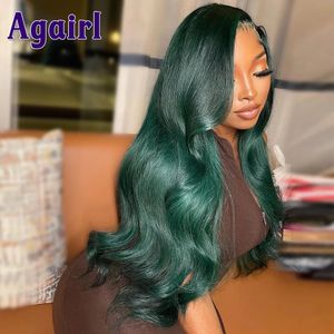 Synthetic Wigs Olive Green Body Wave Human Hair Wigs Dark Green 13x413x6 Lace Front Wig 180% Avocado Green 5x5 Lace Closure Wigs for Women 231108