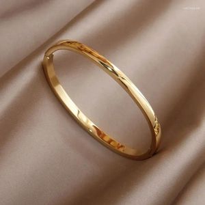 Bracciale con ciondolo liscio stile classico in acciaio inossidabile classico per braccialetti da donna, gioielli da polso antiruggine, regalo per feste