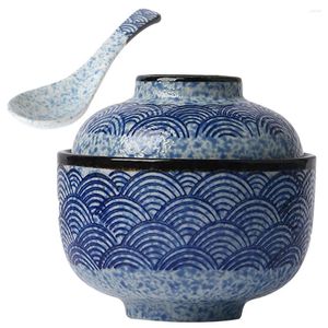 Servis uppsättningar tillbehör keramiska grytor rätter japansk stil miso soppskål keramik nudel kök set