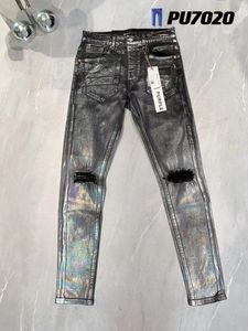 Herren Jeans Designer Purple Ripped Bike Slim Straight Hosen Fold Fashion Herren Trend Marke Retro Hip Hop High Street