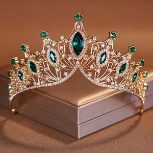 Bridal Headwear Green-Colour Ladies Exquisite Dazzling Party Crown Luxurious Birthday Tiaras