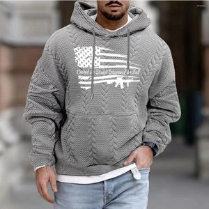 Felpe con cappuccio da uomo Autunno Inverno Vintage modello di lettera stampa maglia jacquard pullover a maniche lunghe top casual felpe tascabili maschili