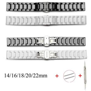 Titta på band Ceramic Watch Armband 14mm 16mm 18mm 20mm 22mm Watchband White Black Ceramic Strap Universal Wristwatches Band 231108