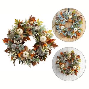 Juldekorationer Autumn Fall Wreath Maple Leaf Garland Home Party Decor Wreath Hanging Ornament Halloween Christmas Home Decor 231109