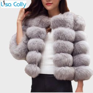 Women's Fur Faux Fur Lisa Colly High Imitation Long Sleeves Short Fox Fur Coat Jacket Warm Winter Coat Outwear Faux Fur Coat Overcoat Furs Coat 231109