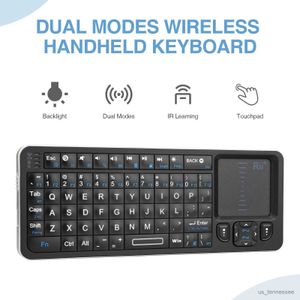 Tastiere Tastiere Mini tastiera Bluetooth Tastiera wireless retroilluminata da 2,4 GHz con touchpad di apprendimento Android TV Box Laptop Windows R231109