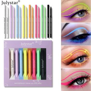 Ögonskugga/foderkombination 8 st/set färgglad eyeliner gel penna snabbt torrt silkeslen fluorescerande ögonfoder flytande icke-smudgat vattentätt varligt ögonsmakeup 231109