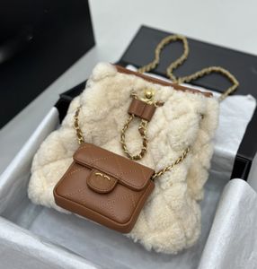 Chaneel 23a bolsa de cordão designer mochila bolsa de ombro bolsas luxuosas bolsa balde nova moda tecido de lã outono e inverno novo estilo 28*20cm