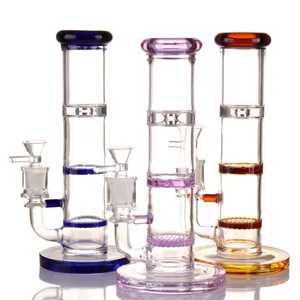 Royal Glass Bongs Hookah 9" HoneycombTurbine stright Water Pipes High Quality Bubbler Pipes Oil Rigs Heady Thick