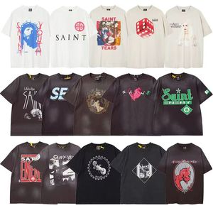 メンズTシャツメンズカエルドリフトストリートウェアヴィンテージベスト品質グラフィックスリント印刷セントマイケル特大のルーズサマーティートップスTシャツ男性女性聖マイケル