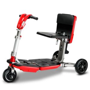 Elettro-triciclo di sedia a rotelle elettrico pieghevole 350W 48 V Disabilità bianca/rossa Scooter elettrico Batteria di litio rimovibile