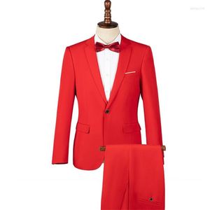 Ternos masculinos Jackets de terno vermelho hospedeiro vestido de mestre de cerimônias noivo de casamento de figurino de figurino de figurino de figurino de roupas de vestuário