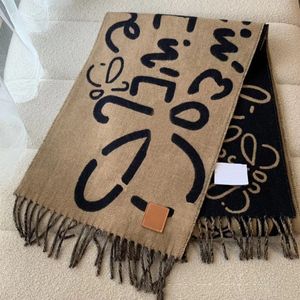 Graffiti Letter Scarf Luxury Fashion Women's Scarves Outdoor Winter Thick Soft Tassel Scarf