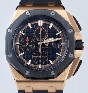 Ap Swiss Relógios de pulso de luxo Epic Royal Oak Offshore Series 26401RO Rose Gold Cerâmica Mens Moda Lazer Esportes Voltar Relógio Mecânico Transparente 26401 Comp LEDG