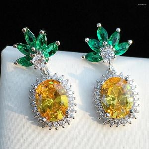 Stud Earrings WPB Premium Women Shiny Fruit Pineapple Female Luxury Jewelry Brilliant Zircon Design Girl's Gift Party