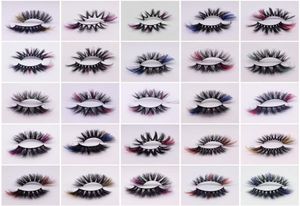 Färgad 25mm 3D Mink Eyelashes 39 Styles Dramatiska fluffiga volym False Eyelash Highlight On the End Cosplay Costumes Full Strip LAS2223407