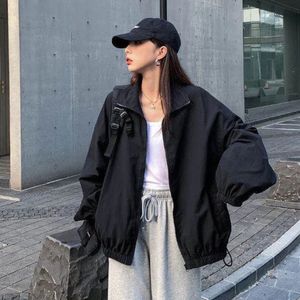 Kvinnors jackor överdimensionerad jacka Kvinna 2023 Spring Streetwear Korean Style Coat Harajuku For Women Zip Up in Outerwears Windbreaker 231109