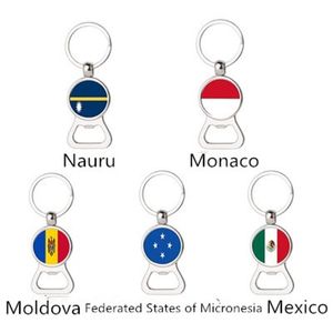 Keychains Creative Micronesia Federation Moldavien Monaco Mexico Nauruflag Time Gem Multifunction Keychain Metal Beer Opener Accessories