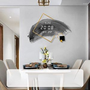 Wall Clocks Calendar Digital Display Electronic Clock Household Hanging Living Room Bedroom Modern Decoration Pendant