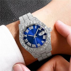 Armbanduhren Hip Hop Uhr Männlich Luxus Wasserdicht Markenuhren Edelstahl Runde Uhr Männer Quarz Geschenk Freund 231109