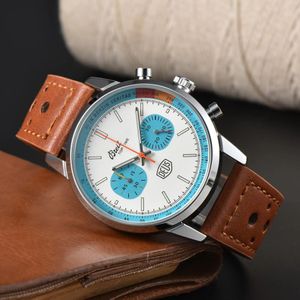 Высококачественный лучший бренд BREITLINX Top Time Series Мужские часы Повседневная мода Кожаный ремешок Сапфировое зеркало Многофункциональный таймер Дизайнерские кварцевые мужские наручные часы