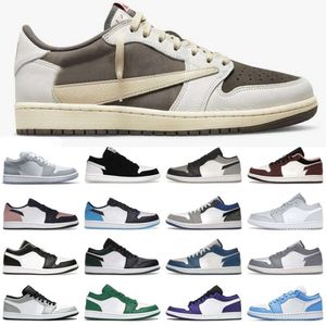 Nowy Jumpman 1 Low 1S Buty koszykówki OG Designer Projektant University Blue Unc Black Shadow Light Smoky Grey Mocha Court Purple Hoded Men Sneakers