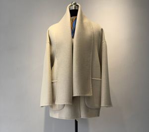 New Khait * e Scarf Style Cashmere Coat Double Fleece Wool Coat