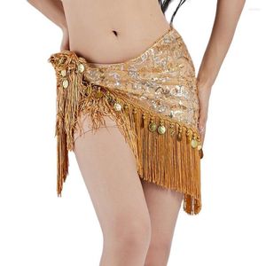 Stage Wear Solid Tassel Hip Scarf Coin Bellydance Glitter Samba Carnival Costumes Clothes Festival Outfit Gypsy Skirt
