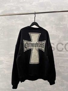 Felpe con cappuccio da uomo Felpe con cappuccio Ch Abbigliamento firmato Felpa con cappuccio Heart Cro Manica con spalla incrociata Maglione in peluche nero Streetwear Chromes 18ary