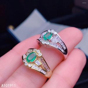 Cluster Rings KJJEAXCMY Boutique Jewelry 925 Sterling Silver Inlaid Natural Emerald Fashion Trendy Female Ring Support Detection Luxurious