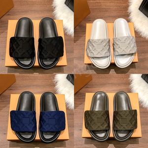 Luxury Slippers Waterfront Embossed Mule Rubber Slide Beach Sandals Men Women Slipper Pool Pillow Comfort Mules Summer Shoes Black White Blue Pink Orange Sneakers