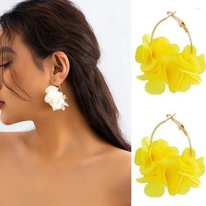 Stud Earrings 2023 Exquisite Bohemian Colorful Flower Pendant For Women Fashion Big Hoop Trend Aesthetics Beach Jewelry