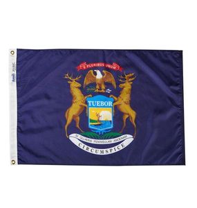 Michigan Flag 150x90cm 3x5ft tryck 100d Polyester utomhus eller inomhusklubb Digital Printing Banner och flaggor hela8815306