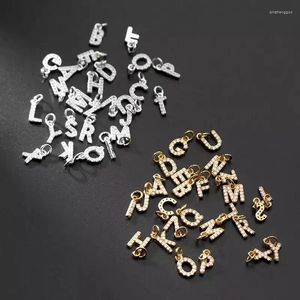 Charms Solid 925 Sterling Silver Beads Charm Pendant Letter A-Z 26 Halsband smycken Presenttillverkare grossist.