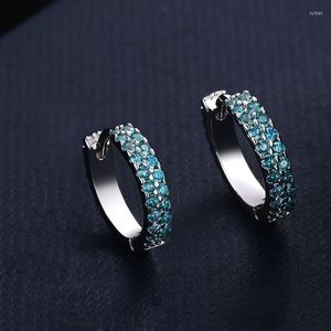 Creolen Classic Circle Style Pave Blau Weiß CZ Stone Cute Sterling Silver Knuckle Small For Men Women INS Jewelry